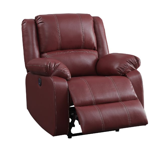 Zuriel Red  Power Motion Recliner W/USB - Ornate Home