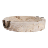 Wingo Leopard/Tan/Brass Marble Bowl with Antique Handle