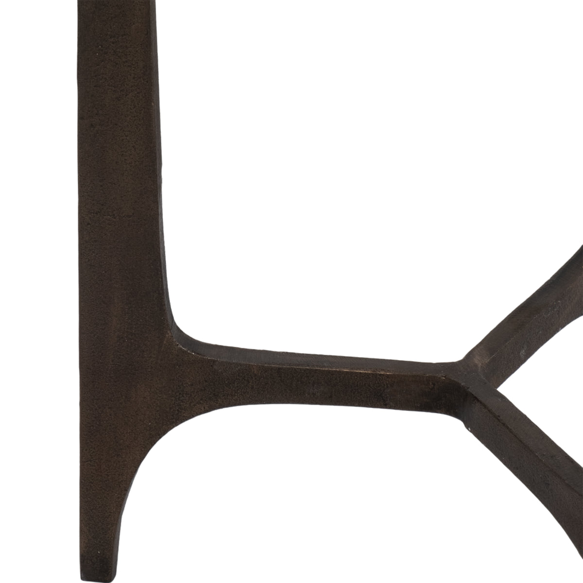 Keene Antique Bronze Thick Glass Top Round Accent Table