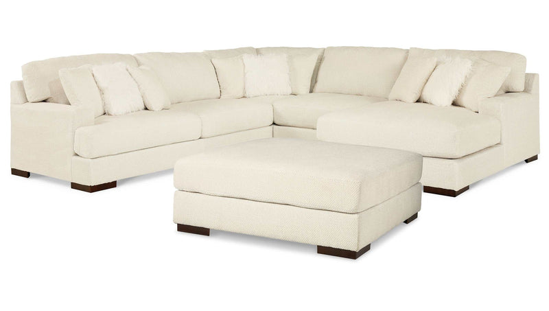 Zada Ivory 4pc RAF Chaise Sectional