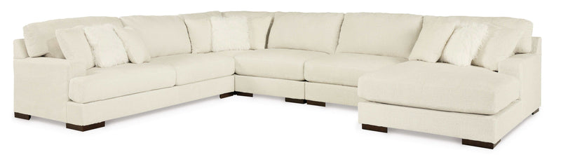 Zada Ivory 5pc RAF Chaise Sectional