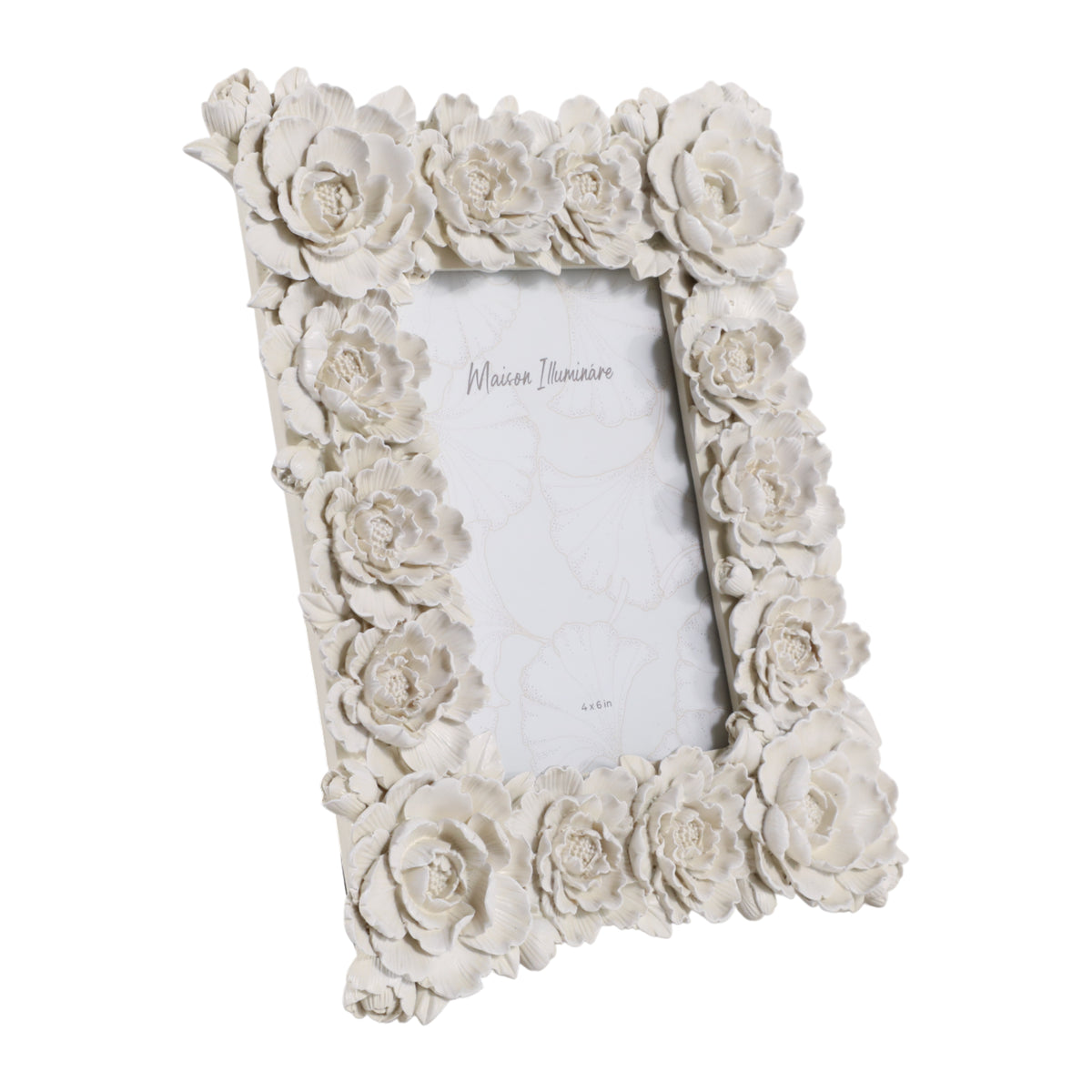 Paige White Small Rose Border Photo Frame