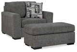 Gardiner Pewter Oversized Chair and Ottoman