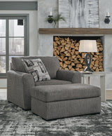 Gardiner Pewter Oversized Chair and Ottoman