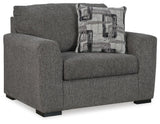 Gardiner Pewter Oversized Chair and Ottoman