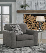 Gardiner Pewter Oversized Chair and Ottoman