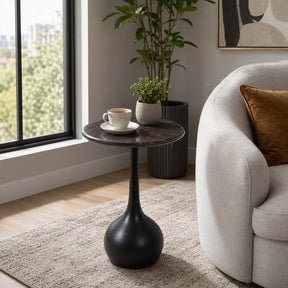 Valeport Brown/Black Marble Accent Table with Ball Base