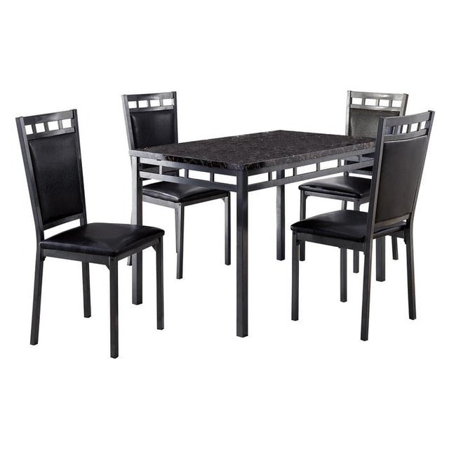 Olney Brown 5-Piece Pack Dinette Set Faux Marble Top