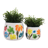 Miranda Multicolor Floral Embossed Planters (Set of 2)