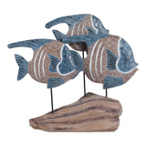 Las Lomas Blue/White/Natural 3 Fish Wood on Stand