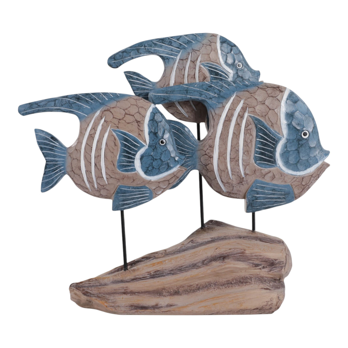 Las Lomas Blue/White/Natural 3 Fish Wood on Stand