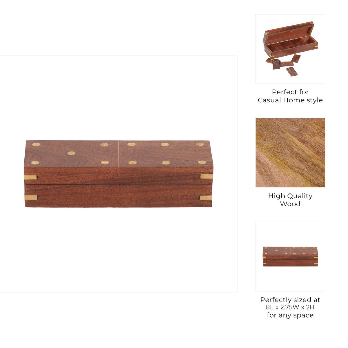La Jolla Brown Wood Dominoes Box