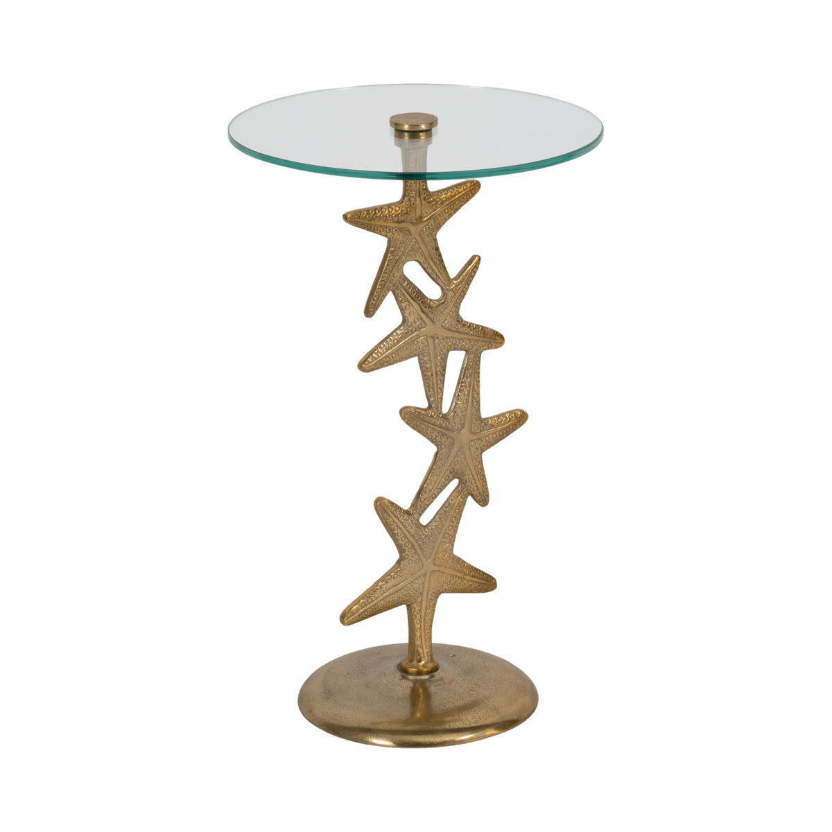 Newburg Gold Metal and Glass Starfish Side Table
