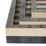 Rivergrove Blue/Gray Resin Stripe Lines Trays (Set of 3)