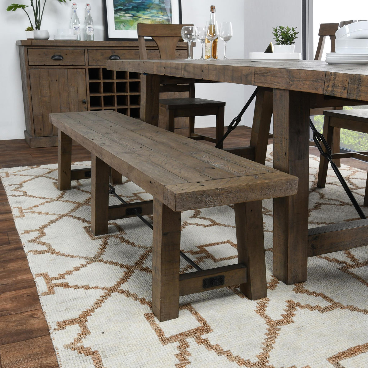 Classic Home Tuscany Distressed Brown Dining Bench | Ornate Home