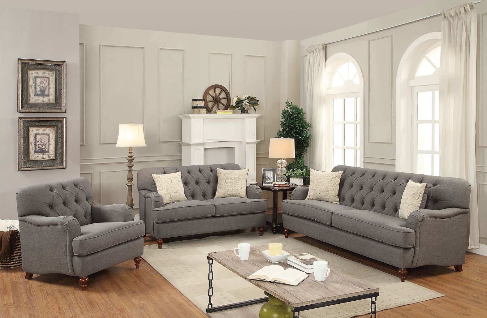 Alianza Dark Gray Sofa w/ 2 Pillows