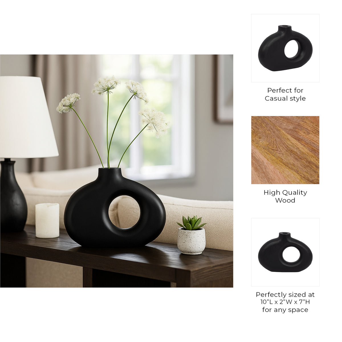 Griffinmoor Black Medium Vase