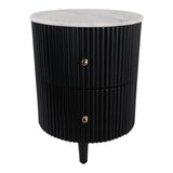Flumeville White/Black 2-Drawer Side Table with Marble Top