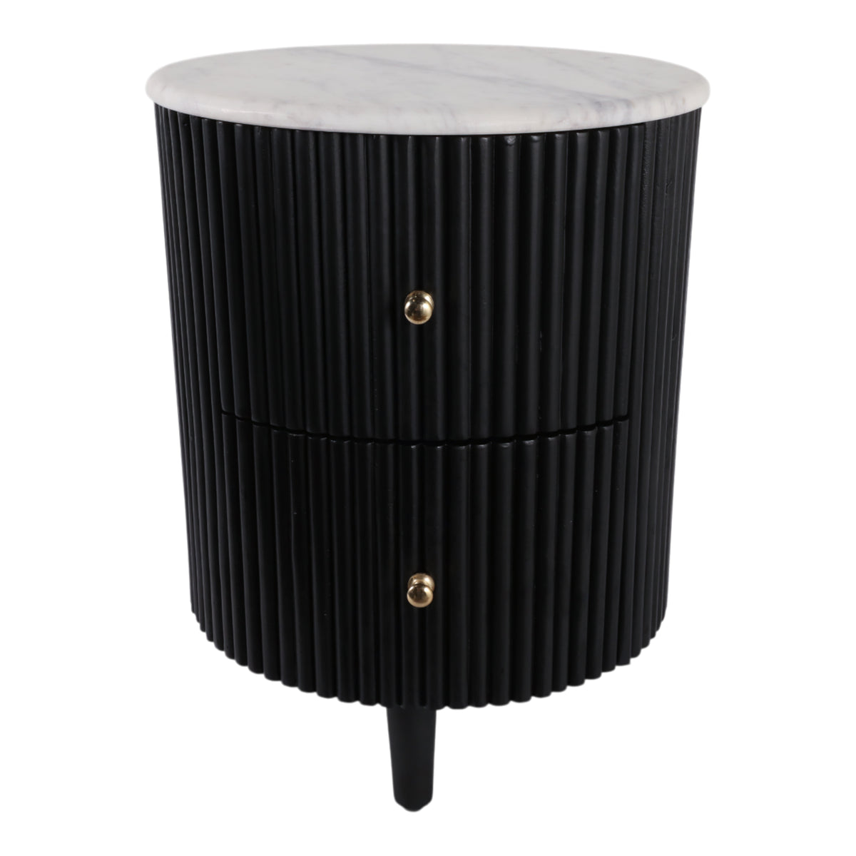 Flumeville White/Black 2-Drawer Side Table with Marble Top