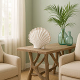 Essexrun White Sea Scallop Shell Woven Pattern