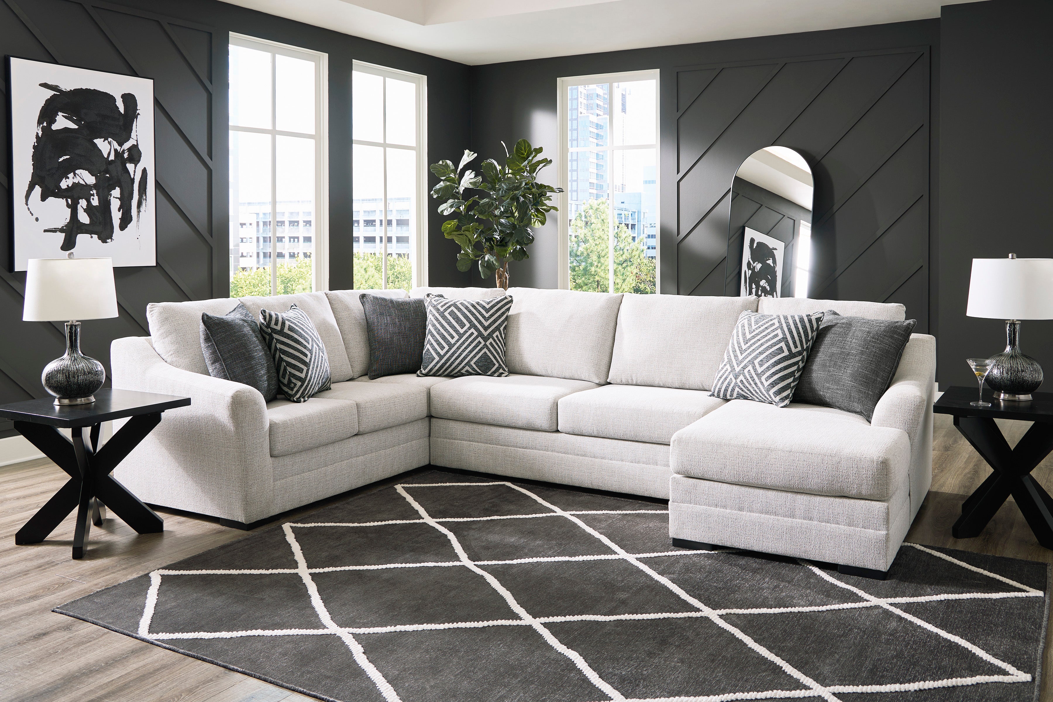 Koralynn Stone 3-Piece RAF Chaise Sectional - Ornate Home