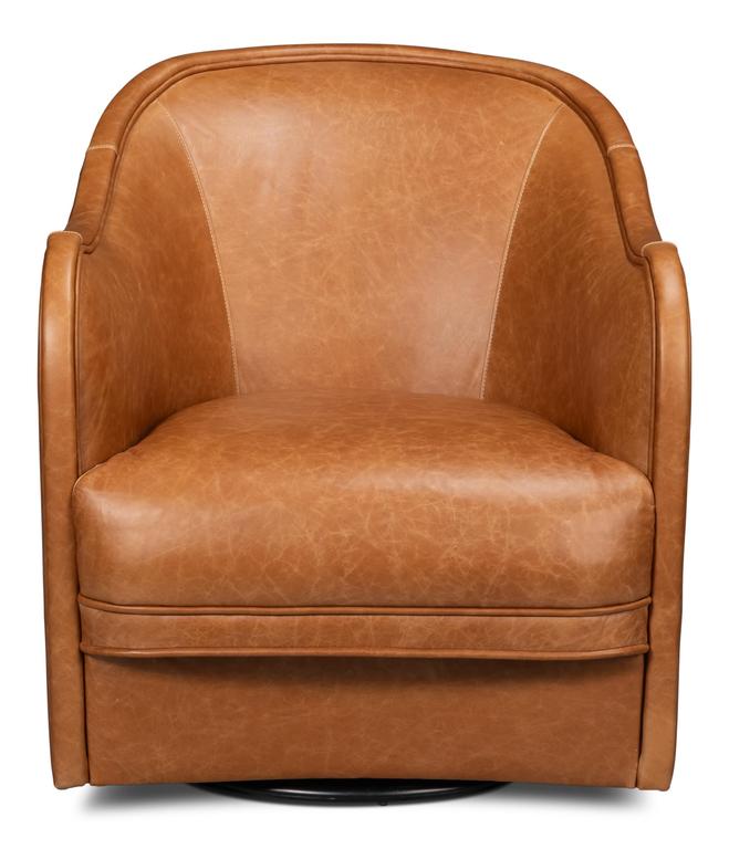 Braxton Brown Leather Swivel Chair