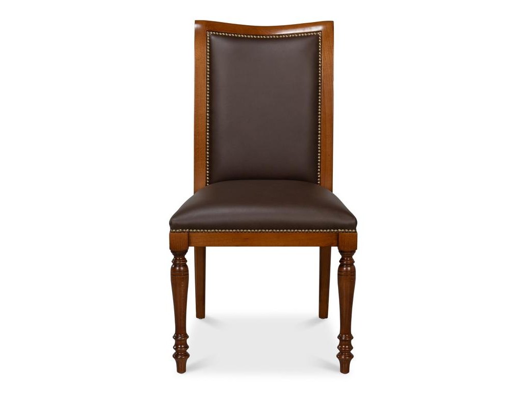 Camile Brown Leather Side Chair (Set of 2)
