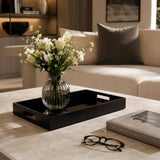 Vollmers Black Wood and Glass Tray