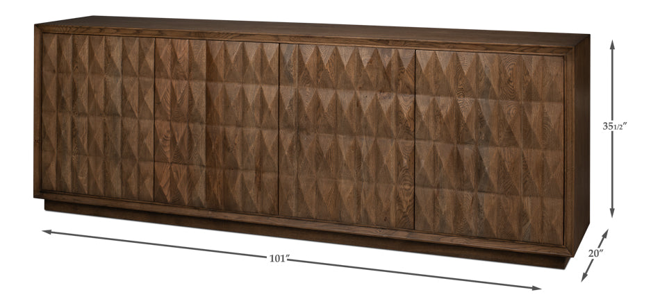 Prism Brown 4 Door Credenza