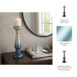 Woodman Silver/Blue Crackle Candle Holder