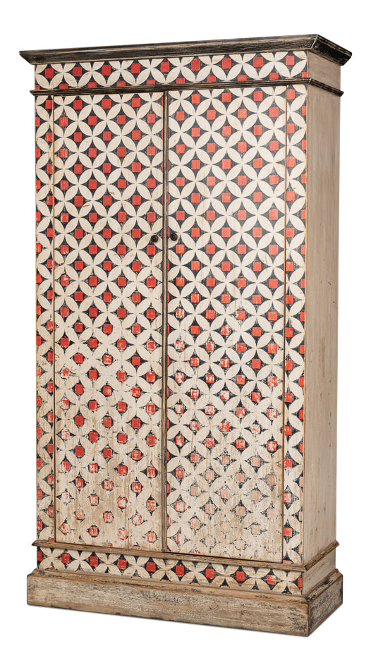 Marrakesh Red/Tan Painted Cabinet