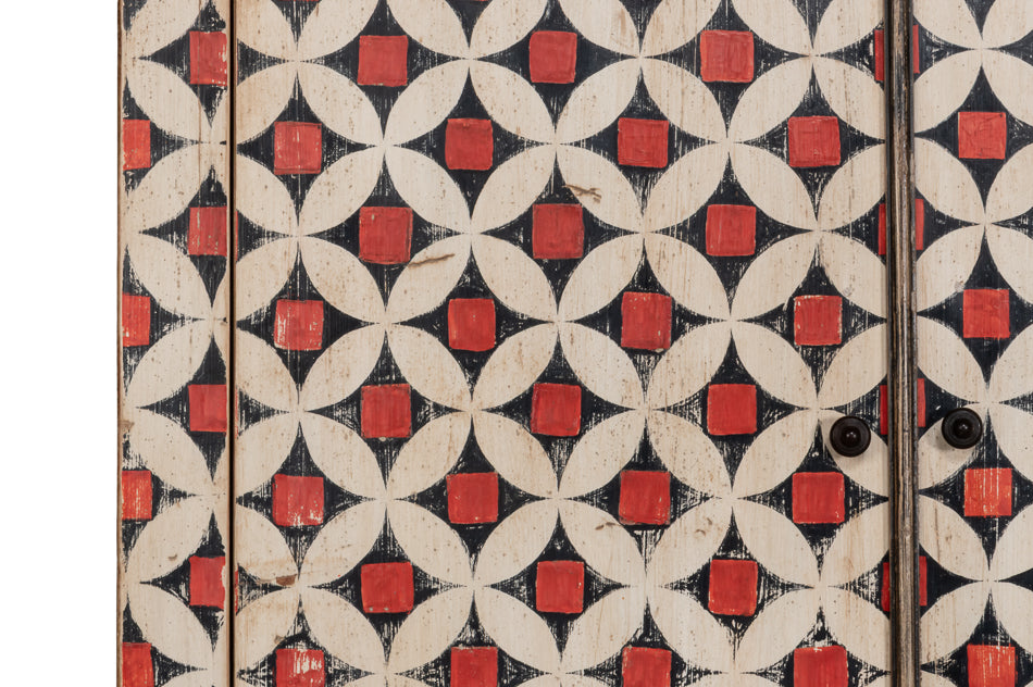 Marrakesh Red/Tan Painted Cabinet