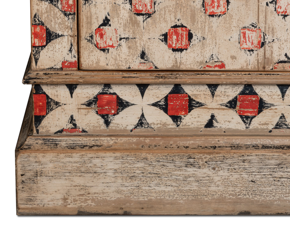 Marrakesh Red/Tan Painted Cabinet