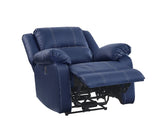 Zuriel Blue Leatherette Power Motion Recliner w/ USB