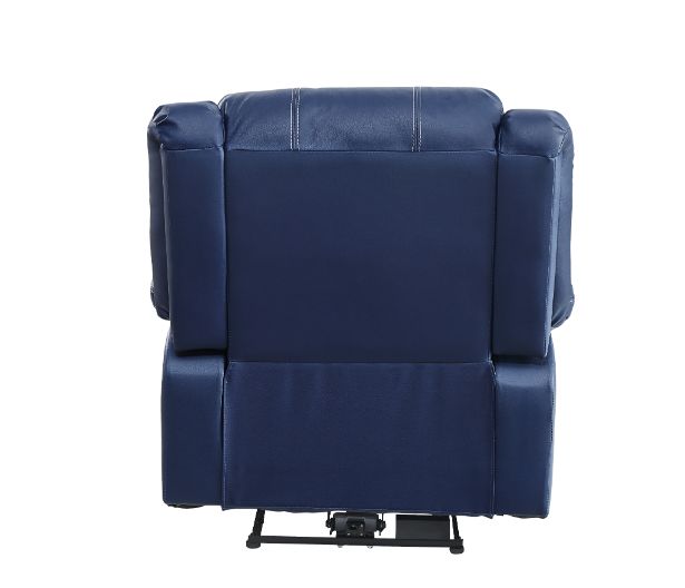 Zuriel Blue Leatherette Power Motion Recliner w/ USB