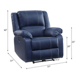 Zuriel Blue Leatherette Power Motion Recliner w/ USB