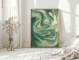 Emerald Waves: Abstract Fluid Art Print