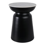 Russ Black/White Metal Accent Table with Marble Top