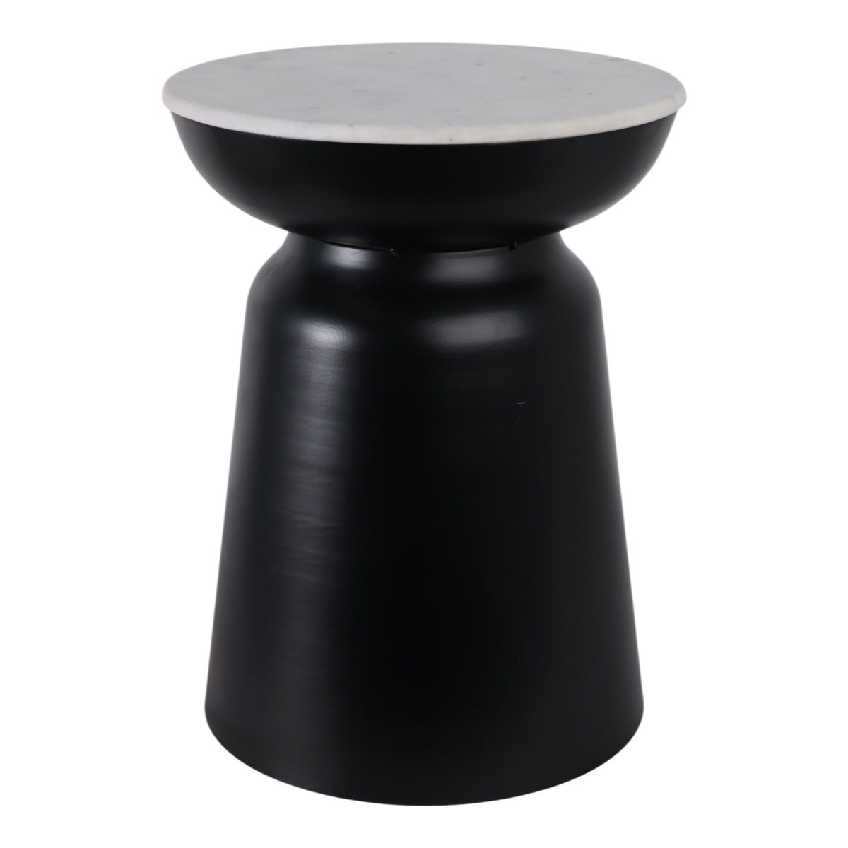Russ Black/White Metal Accent Table with Marble Top