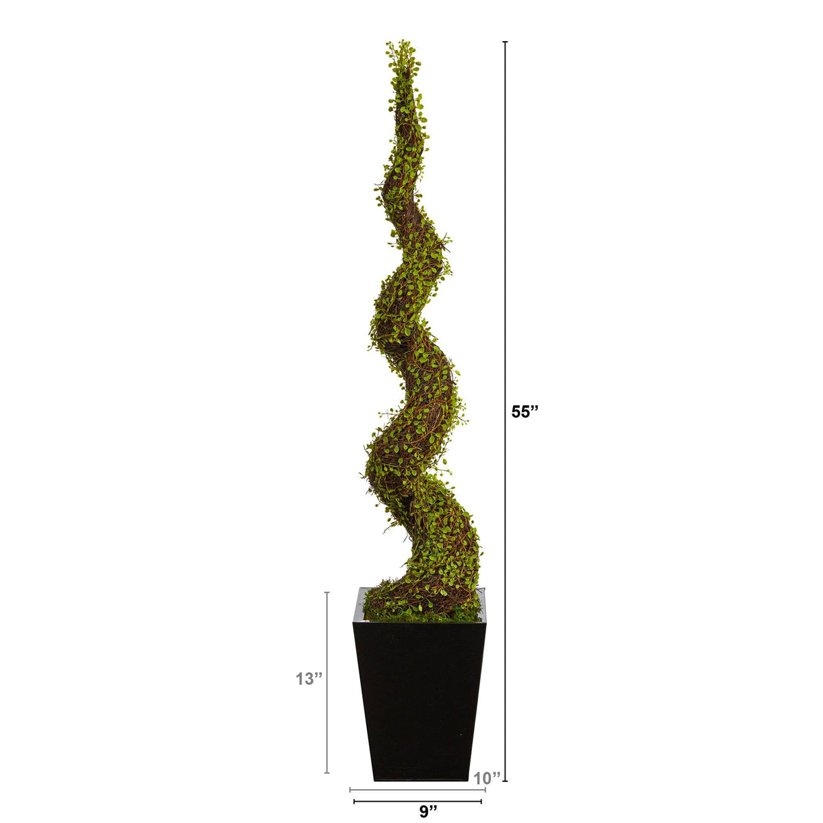 55” Muehlenbeckia Spiral Artificial Tree in Black Metal Planter
