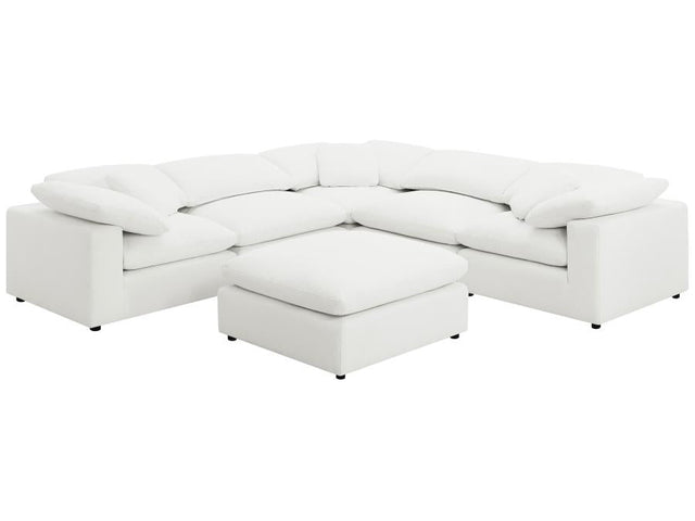 Raleigh Ivory Boucle Modular Cloud Sectional 6-piece incl. Ottoman - Ornate Home