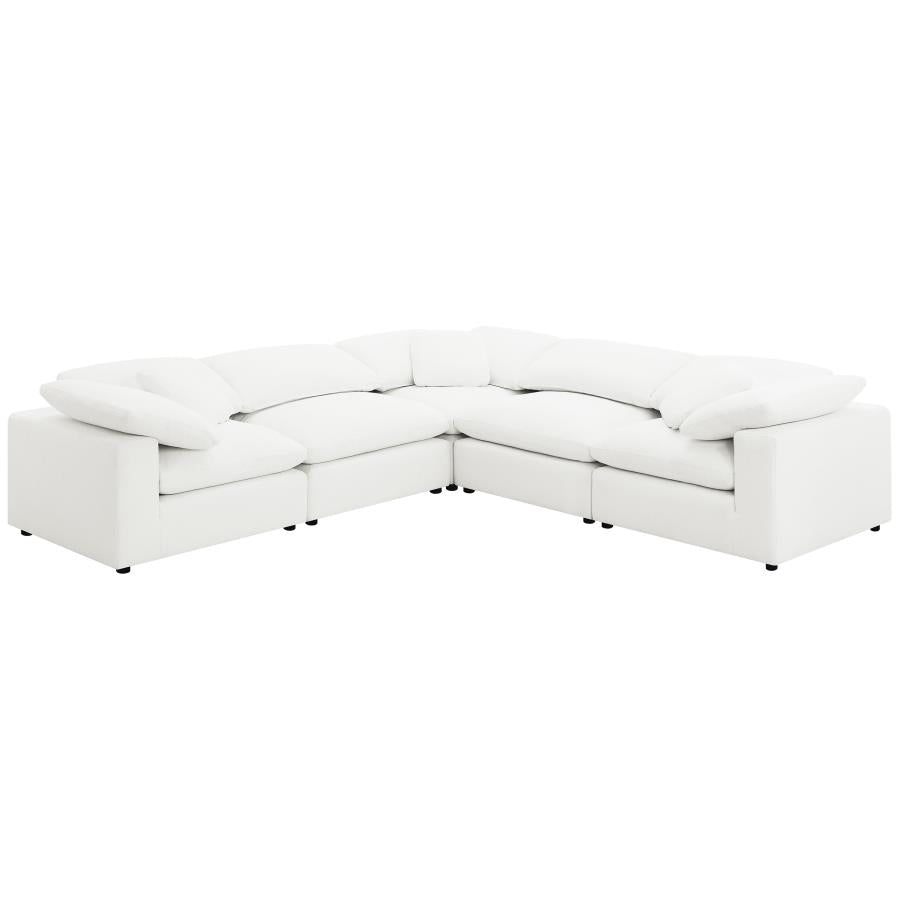 Raleigh Ivory Boucle Modular Cloud Sectional 6-piece incl. Ottoman - Ornate Home