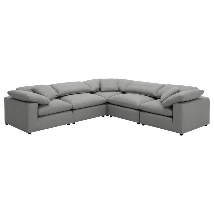 Raleigh Grey Boucle Modular Cloud Sectional 6-piece incl. Ottoman - Ornate Home