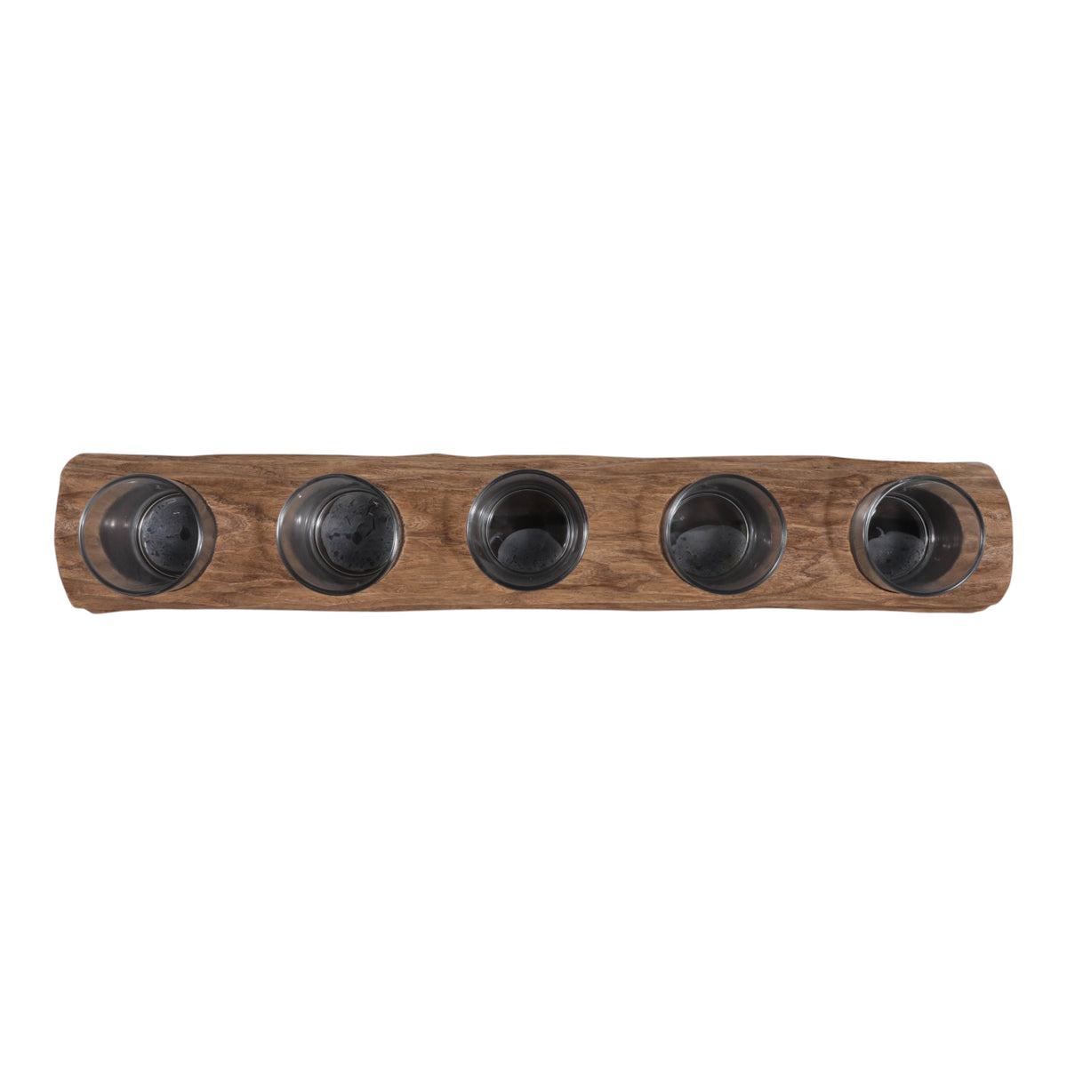 Shrub Light Brown Wood Log 5-Cup Tealight Holder