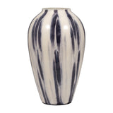 Camphora Black/White Glass Striped Vase