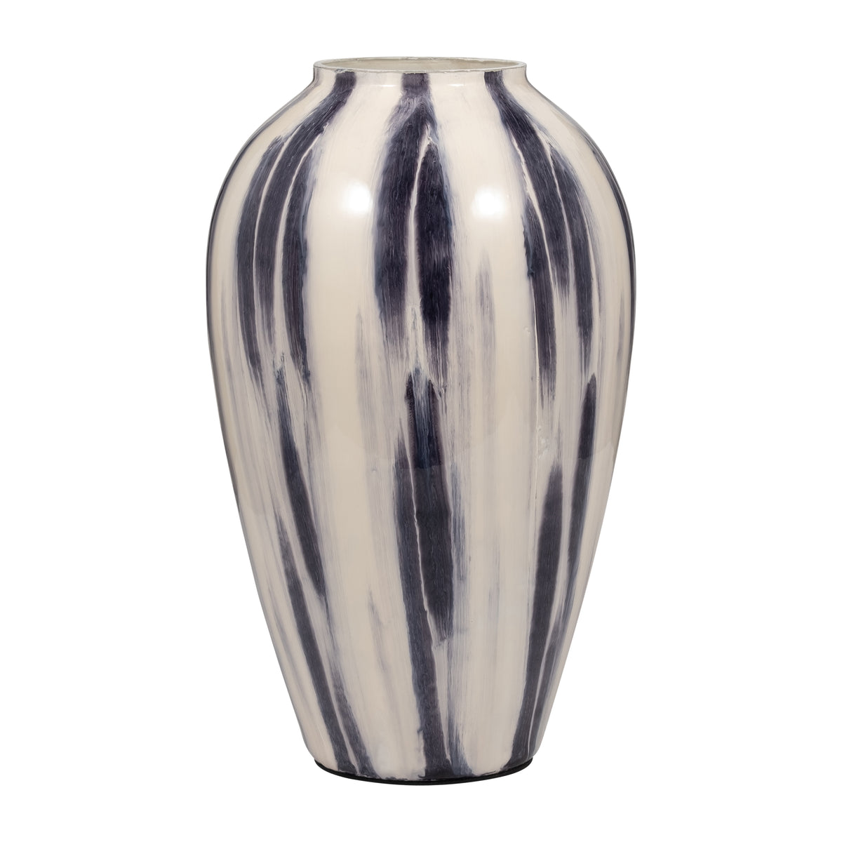 Camphora Black/White Glass Striped Vase