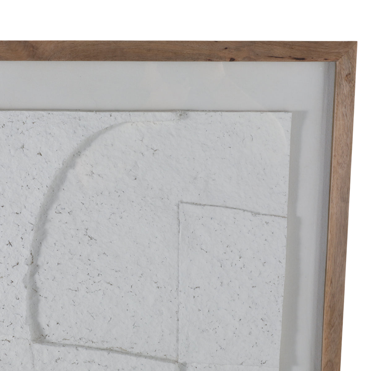 Big Pines White/Brown Paper Mache Wall Art with Wooden Frame and Glass