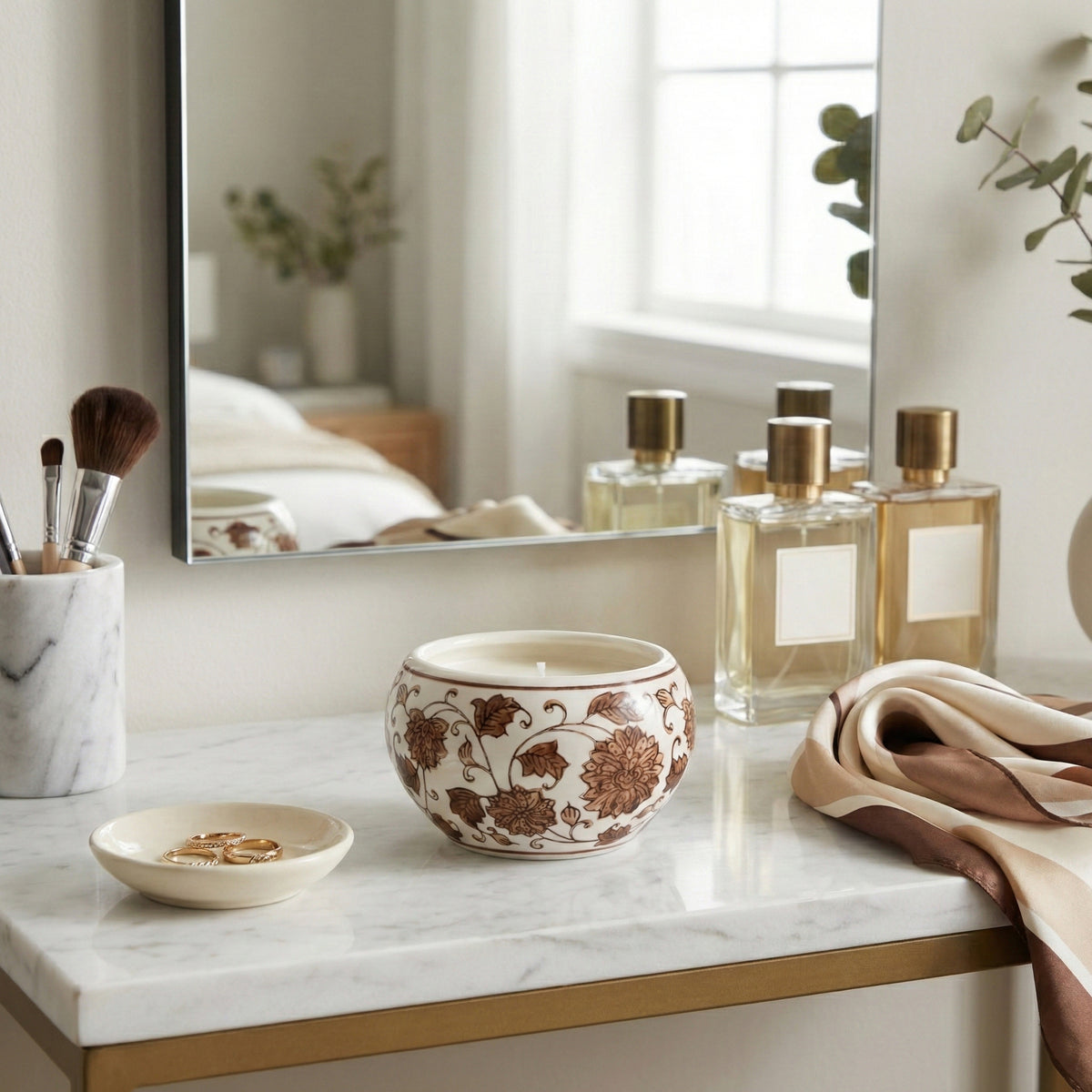 Glasgow Brown/White Neroli Basil Chinoiserie Candle