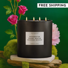 55oz Rosewater | Peony Water | Washed Woods Candle (Inspired by Issey Miyake L'Eau d'Issey®) - Ornate Home
