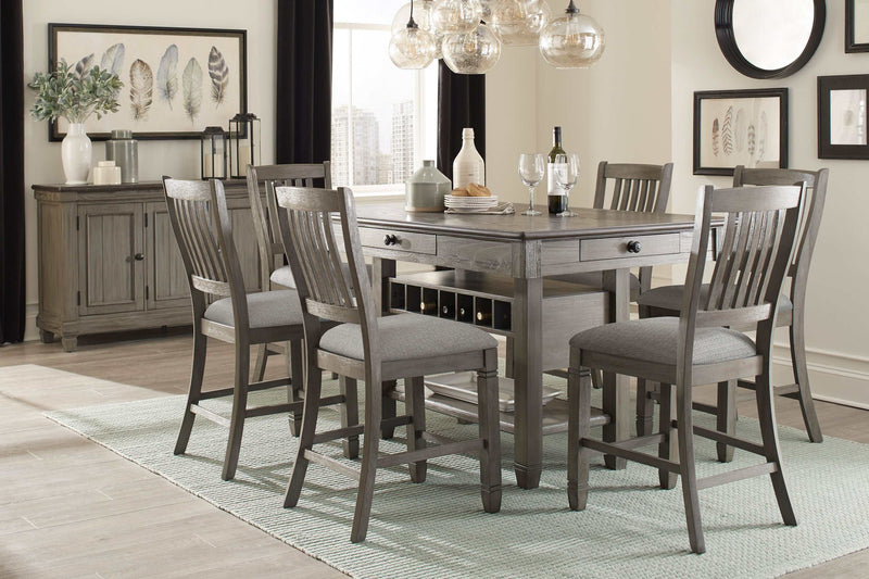 Granby Coffee & Antique Gray Counter Height Dining Room Set / 7pc - Ornate Home